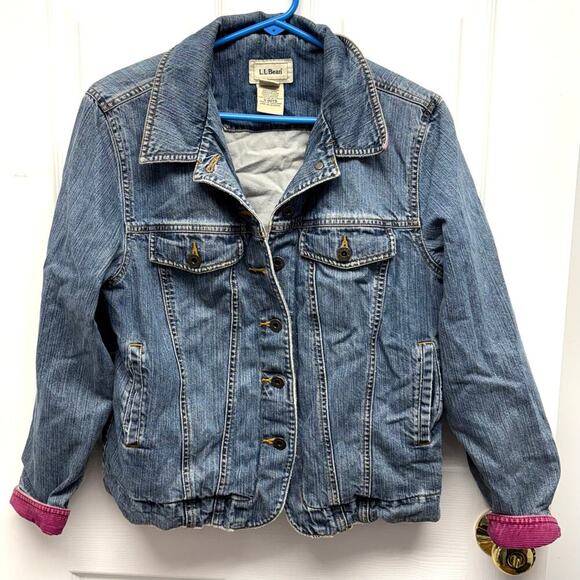 L. L. Bean Jackets & Blazers - L.L. Bean Jean Jacket, Flannel Lined, Corduroy Cuffs and Collar, Size M